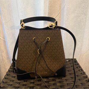 Michael Kors Black and Brown Shoulder Bag